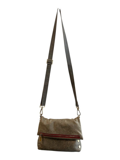 Hammitt Taupe Leather Crossbody Pebble Brushed Gold Outer Pocket Bag Taupe / Small