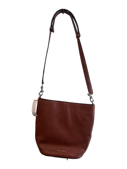 Rebecca Minkoff Brown Woven Crossbody Silver Hardware Stud Inner Side Zip Bag Brown / S