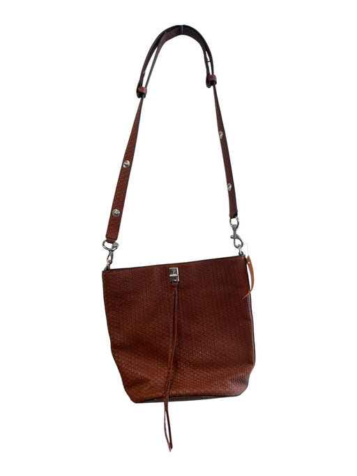 Rebecca Minkoff Brown Woven Crossbody Silver Hardware Stud Inner Side Zip Bag Brown / S