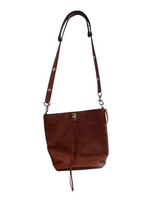 Rebecca Minkoff Brown Woven Crossbody Silver Hardware Stud Inner Side Zip Bag Brown / S
