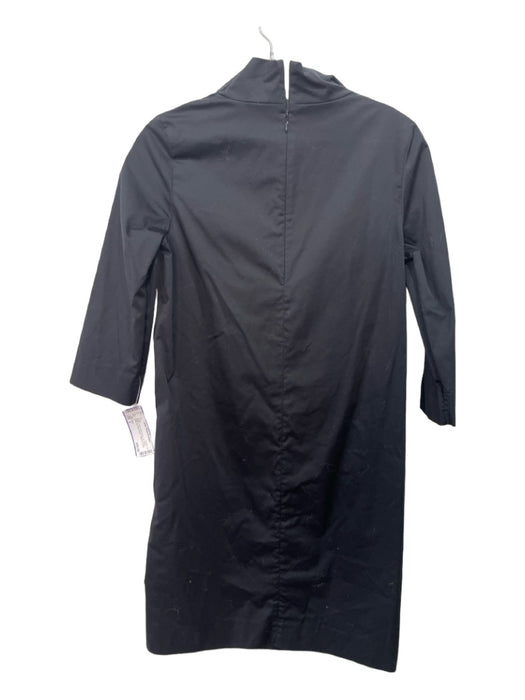 COS Size 2 Black Cotton Mock Neck 3/4 Sleeve Back Zip Knee length Dress Black / 2