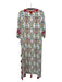 Roller Rabbit Size S White Red Green Cotton Floral Round Split Neck Maxi Dress White Red Green / S