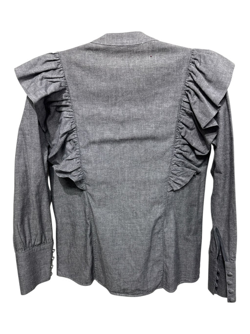 Hunter Bell Size S Gray Cotton Chambray Button Down Ruffle Detail Top Gray / S