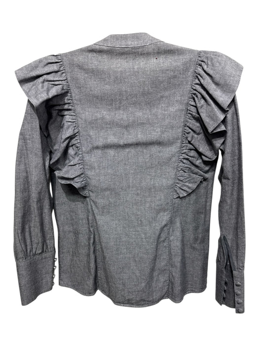 Hunter Bell Size S Gray Cotton Chambray Button Down Ruffle Detail Top Gray / S
