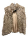 Zara Size M Tan Lamb leather Polyester Faux Fur Open Front Vest Tan / M