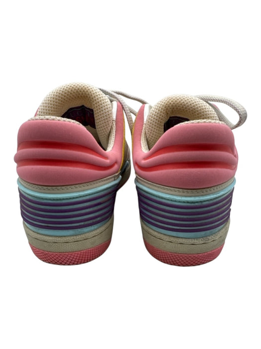Gucci Shoe Size 37 Pink, Blue, Yellow Leather Upper Lace Up Perforated Sneakers Pink, Blue, Yellow / 37