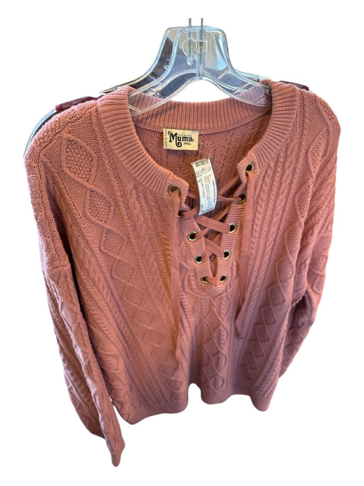 Show Me Your Mumu Size S Mauve Cotton Blend Cable Knit Lace Up Front Sweater Mauve / S