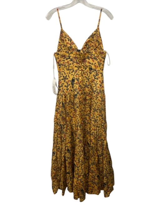 Agua by Agua Bendita Size S Yellow, Navy Blue & Red Cotton Flora & Fauna Dress Yellow, Navy Blue & Red / S