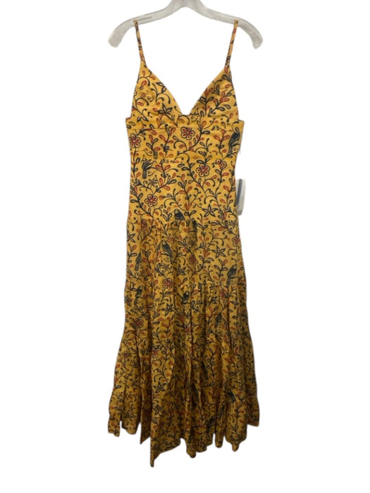 Agua by Agua Bendita Size S Yellow, Navy Blue & Red Cotton Flora & Fauna Dress Yellow, Navy Blue & Red / S