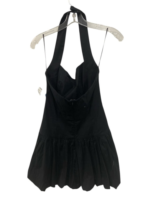 Reformation Size 4 Black Cotton Blend Halter Neck Square Neck Gathered Dress Black / 4