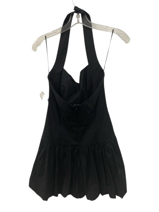 Reformation Size 4 Black Cotton Blend Halter Neck Square Neck Gathered Dress Black / 4