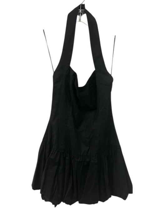 Reformation Size 4 Black Cotton Blend Halter Neck Square Neck Gathered Dress Black / 4