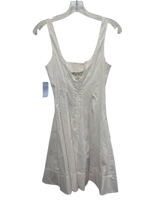 Staud Size 2 White Cotton Blend Sleeveless Paneled Square Neck Back Zip Dress White / 2