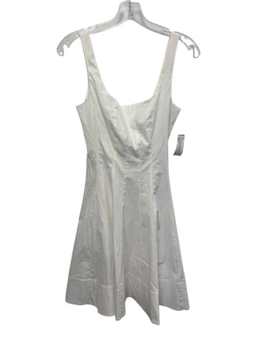 Staud Size 2 White Cotton Blend Sleeveless Paneled Square Neck Back Zip Dress White / 2