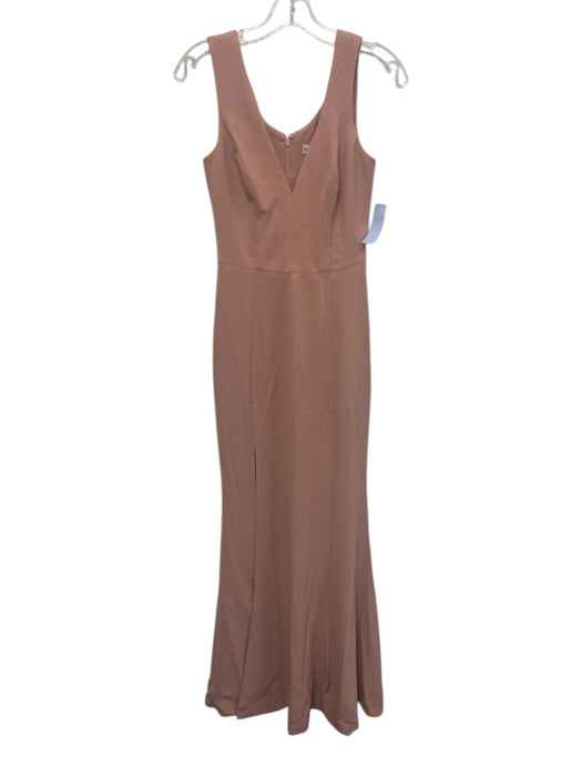 Dress the Population Size S Blush Pink Polyester Blend Sleeveless V Neck Gown Blush Pink / S