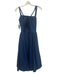 Free-est Size XS Dark Blue Cotton Sleeveless Paneled Gathered Tie Back Dress Dark Blue / XS