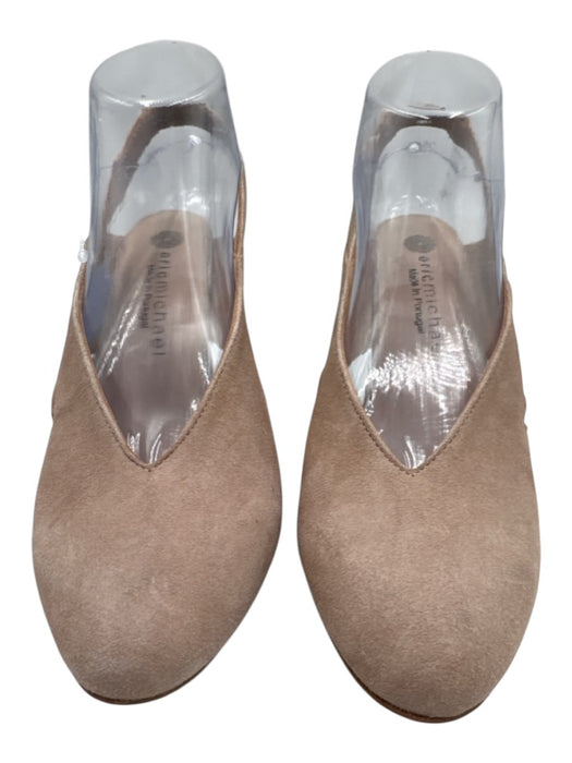 Eric Michael Shoe Size 40 Beige Leather Upper Suede Cutout Detailing Slingbacks Beige / 40