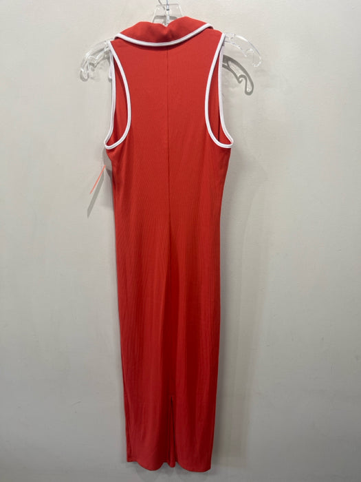 Veronica Beard Size S Orange & White Prima Cotton Blend Sleeveless Ribbed Dress