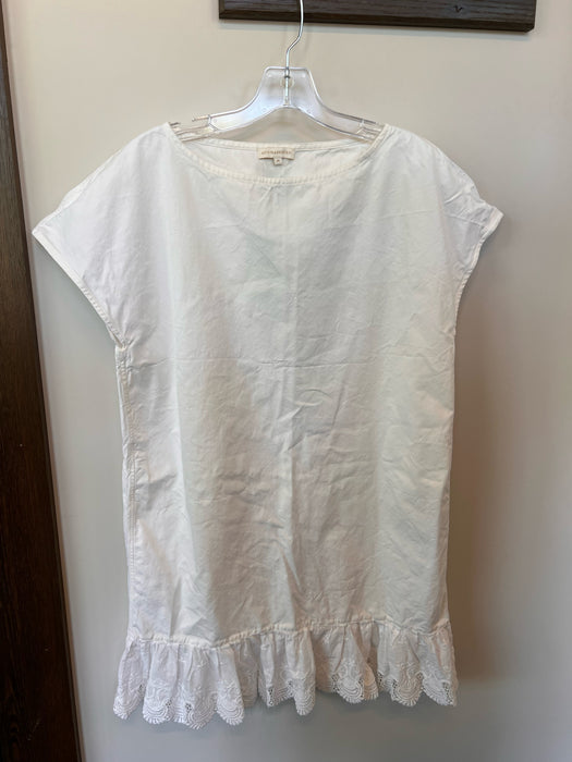 Ann Mashburn Size M White Cotton Short Sleeve Lace Trim Dress