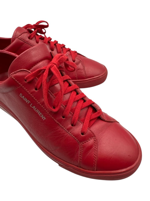 Saint Laurent Shoe Size 42 Red Leather Solid Sneaker Men's Shoes Red / 42