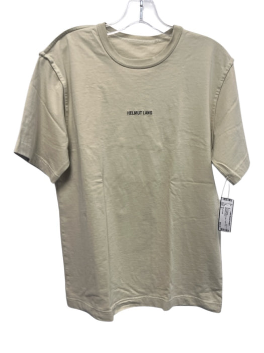 Helmut Lang Size S Tan Cotton Blend logo T shirt Crew Men's Short Sleeve Tan / S