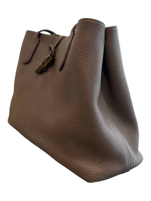 Longchamp Gray Leather Pebbled Open Middle Shoulder Bag Tote Bag Gray / M