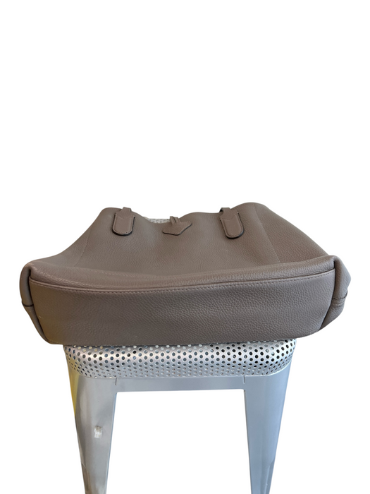 Longchamp Gray Leather Pebbled Open Middle Shoulder Bag Tote Bag Gray / M