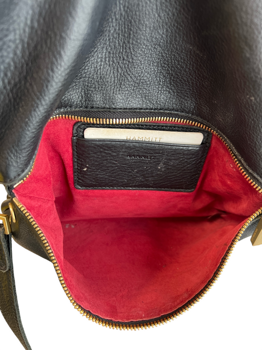 Hammitt Black Leather Gold hardware Zip Close Crossbody Bag Black / S