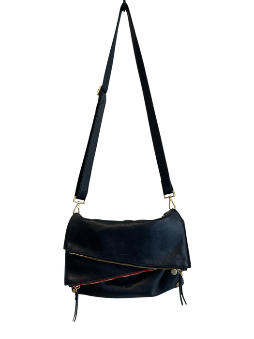 Hammitt Black Leather Gold hardware Zip Close Crossbody Bag Black / S