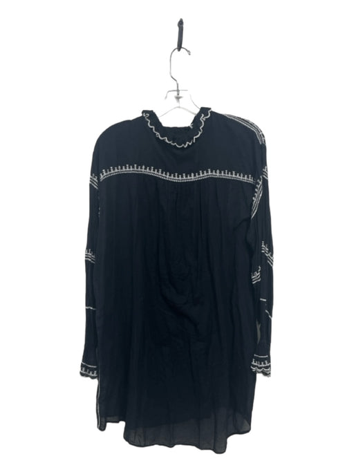 Isabel Etoile Marant Size 42 Black & White Cotton Long Sleeve Embroidered Dress Black & White / 42