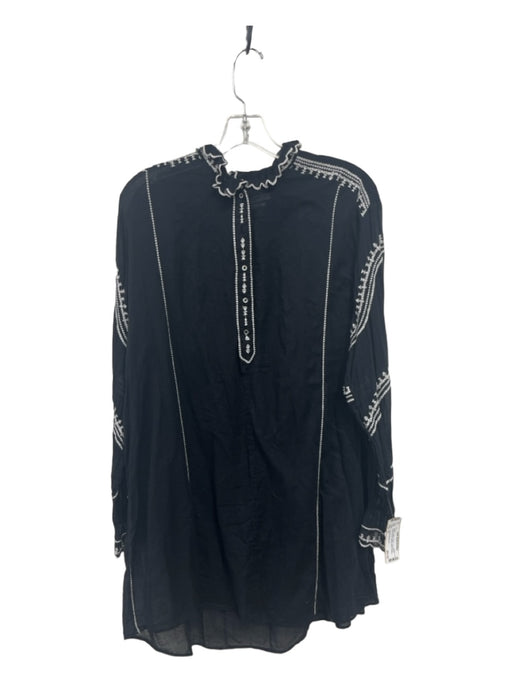 Isabel Etoile Marant Size 42 Black & White Cotton Long Sleeve Embroidered Dress Black & White / 42