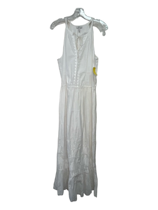 Joie Size Small White Cotton Maxi Embroidered Detail Tank Hook & Eye Dress White / Small