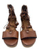 Coach Shoe Size 6 Brown Leather Platform Wedge Back Zip Tie Straps Sandals Brown / 6