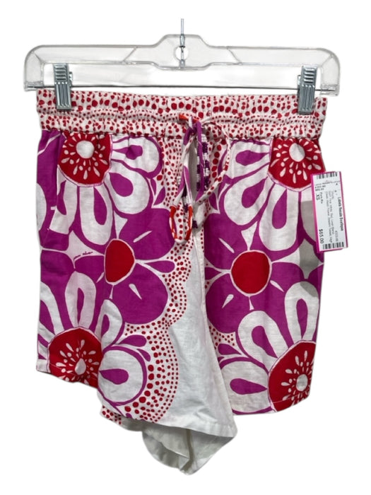 Farm Rio Size XS Pink, White, Red Linen Blend Elastic Waist Flower Shorts Pink, White, Red / XS