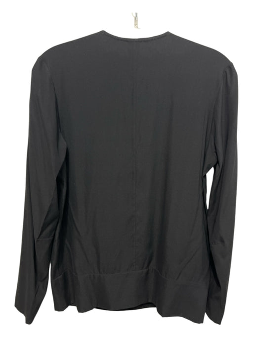 Maria + Cornejo Size 8 Black Silk Blend Surplice V Neck Long Sleeve Top Black / 8