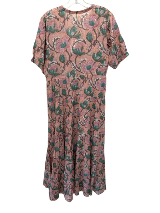 Lola Australia Size M Pink, Green & Multi Print Cotton Metallic Thread Dress Pink, Green & Multi Print / M