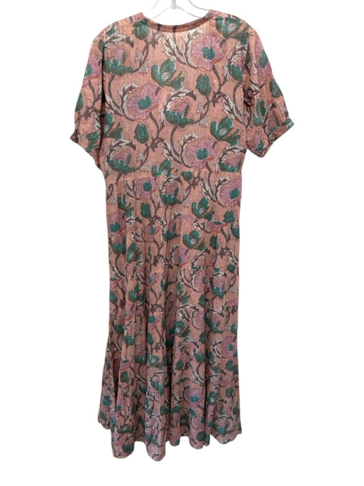 Lola Australia Size M Pink, Green & Multi Print Cotton Metallic Thread Dress Pink, Green & Multi Print / M