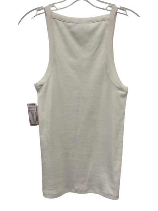 Tibi Size M White Cotton Sleeveless Tank Rib Knit Scoop Neck Top White / M