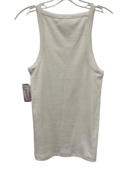 Tibi Size M White Cotton Sleeveless Tank Rib Knit Scoop Neck Top White / M
