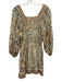 Cleobella Size S Beige, Orange, Blue Cotton Square Neck Mixed Floral Dress Beige, Orange, Blue / S