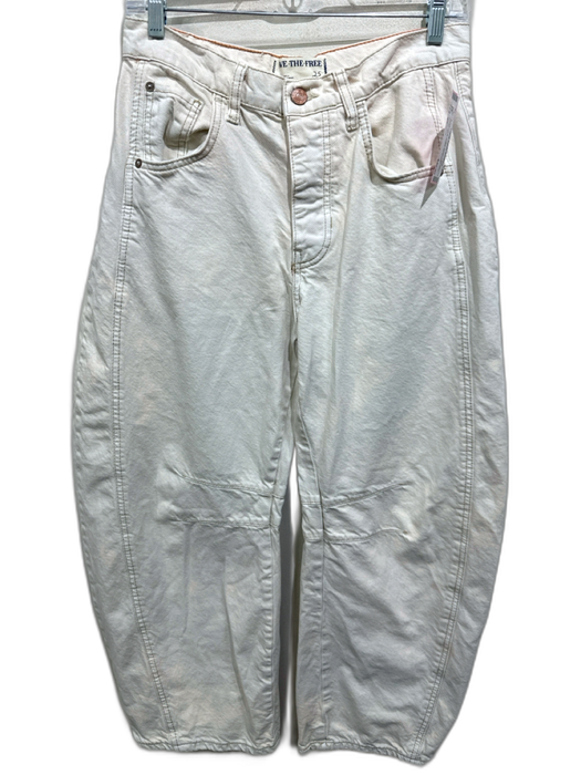 We The Free Size 25 Cream White Cotton Denim High Rise Barrell Leg Jeans Cream White / 25