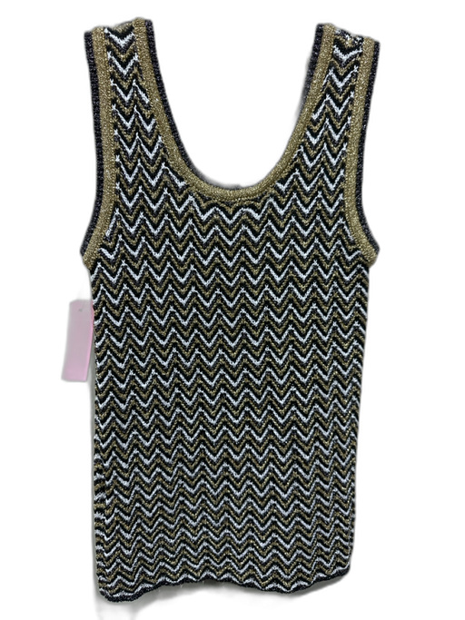 Veronica Beard Size Small Black, Gold, White Sleeveless Chevron Top Black, Gold, White / Small