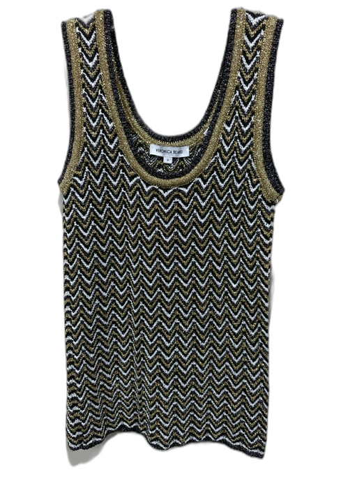Veronica Beard Size Small Black, Gold, White Sleeveless Chevron Top Black, Gold, White / Small