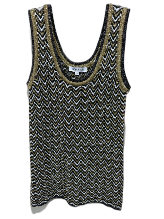 Veronica Beard Size Small Black, Gold, White Sleeveless Chevron Top Black, Gold, White / Small