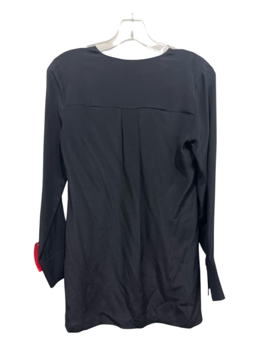 Ecru Size XS Black Silk V Neck Long Sleeve Top Black / XS