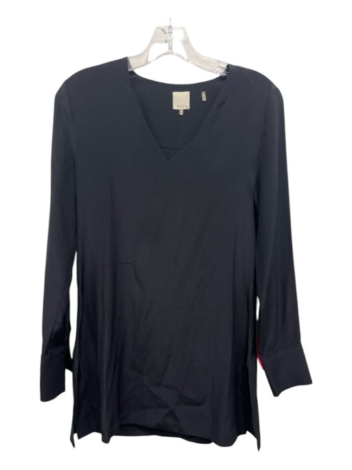 Ecru Size XS Black Silk V Neck Long Sleeve Top Black / XS