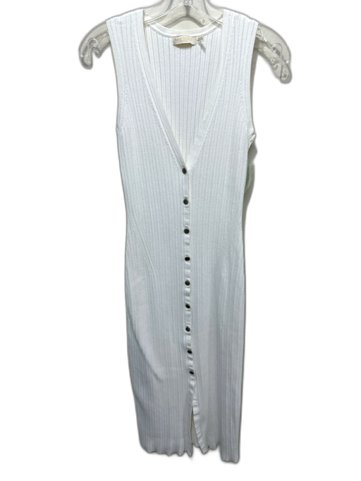 Ramy Brook Size S/P White Cotton Blend Sleeveless Ribbed Ladder Lace Dress White / S/P
