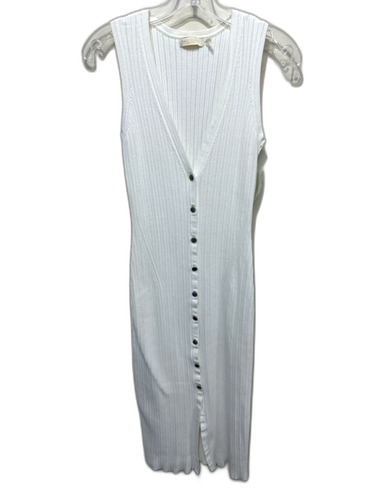 Ramy Brook Size S/P White Cotton Blend Sleeveless Ribbed Ladder Lace Dress White / S/P