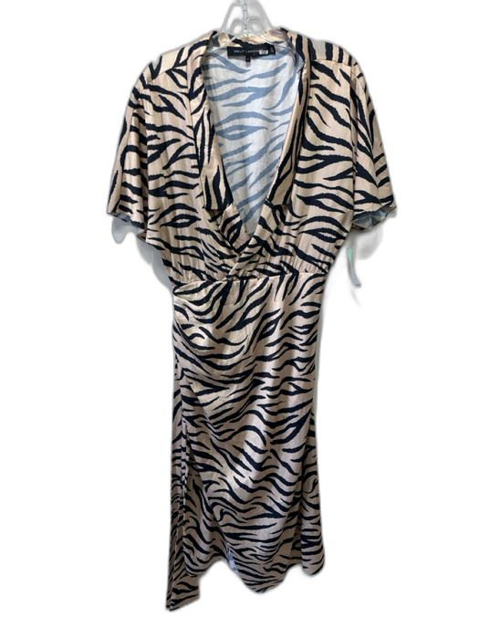 Sally LaPointe Size 6 Tan & black Polyester Short Sleeve Zebra Print Dress Tan & black / 6