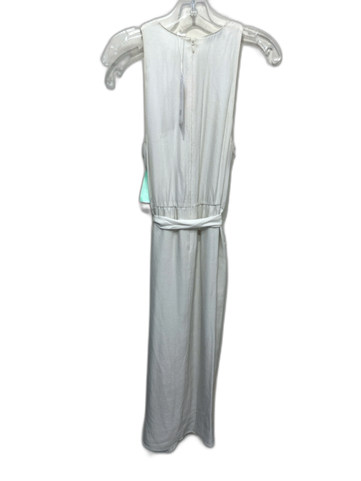 Vince Size 8 Cream Triacetate Sleeveless Faux Wrap high neck Midi Dress Cream / 8